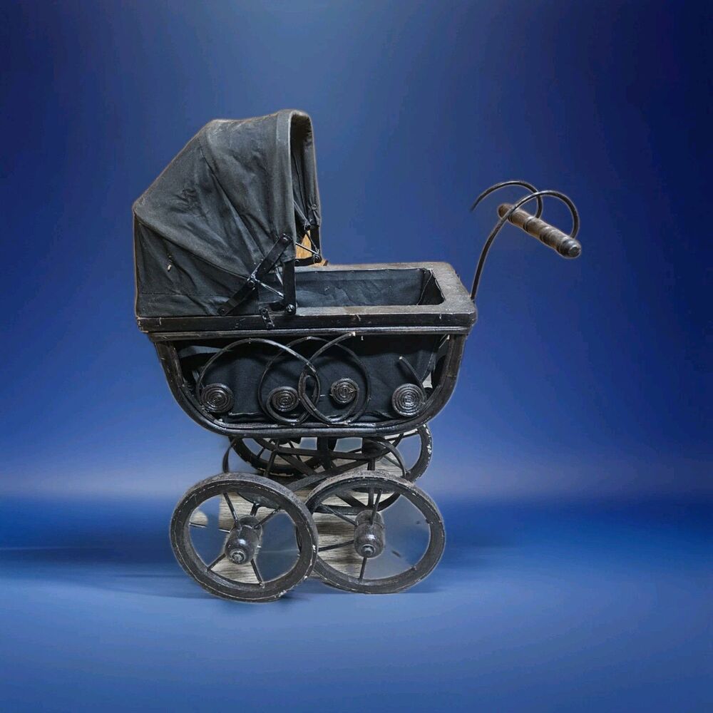 DOLL CARRIAGE 🧸 Antique PRAM Buggy VICTORIAN Stroller FA WHITNEY?